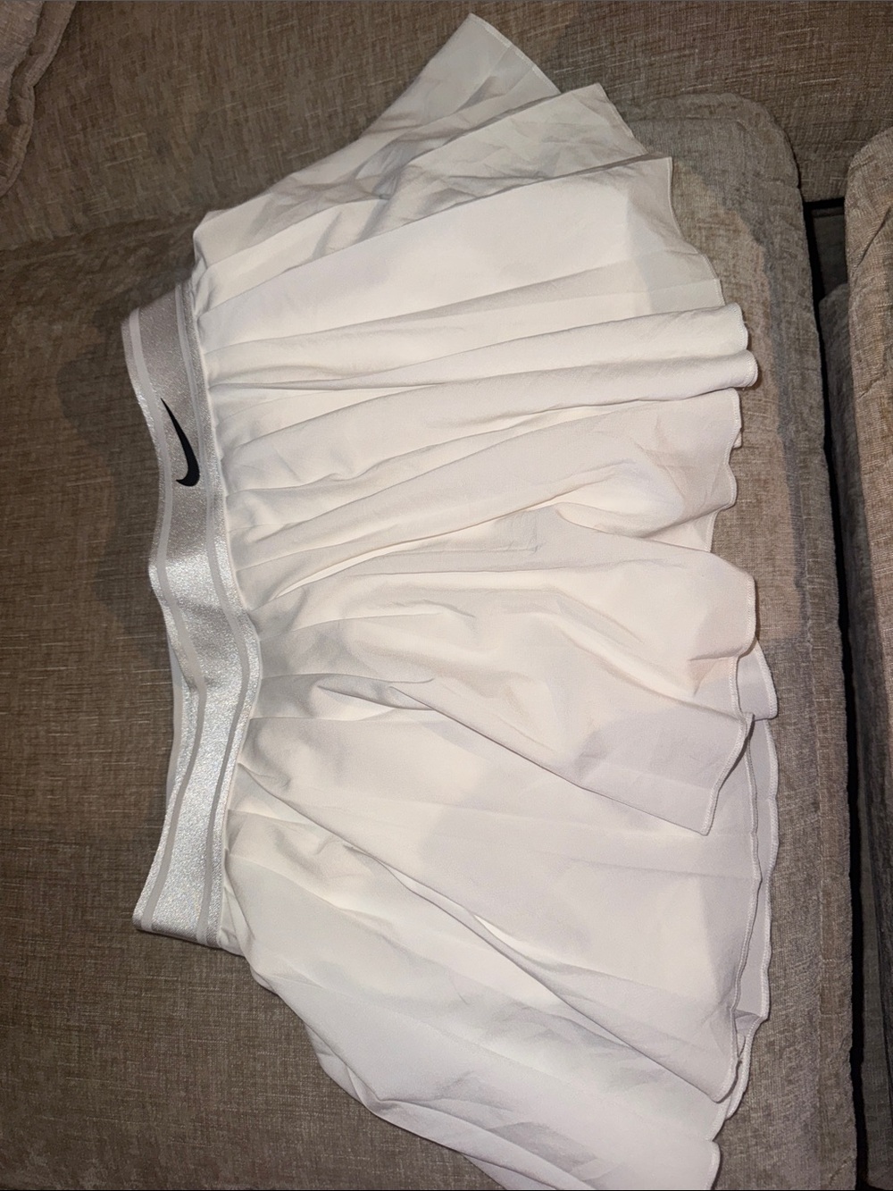 Nike White Pleated Athletic Skirt with Shimmer Waistband